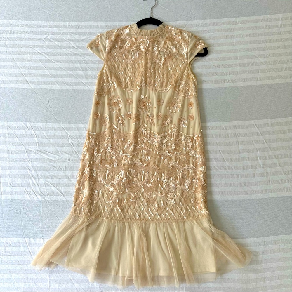 Lipsy London dress mesh embroidered sequins SZ 2